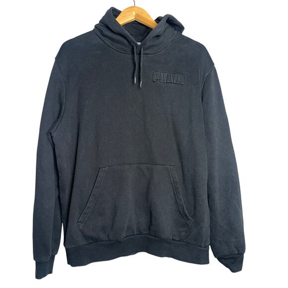 PUMA Black Hoodie Sweatshirt Men’s Large | Classic Logo Pullover - Picture 1 of 3